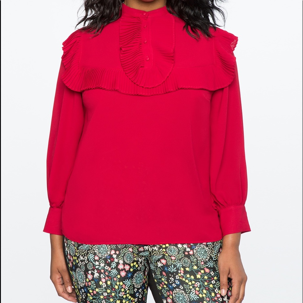 *NWOT* Eloquii Puff Sleeve Ruffle Blouse